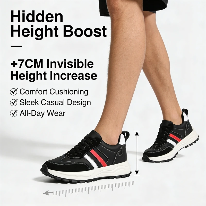 

Men 7CM Invisible Inner Height Increasing Sneakers Soft Comfort Non Slip Sole Elevator Shoes Fashion Outdoor Casual Lift Sports