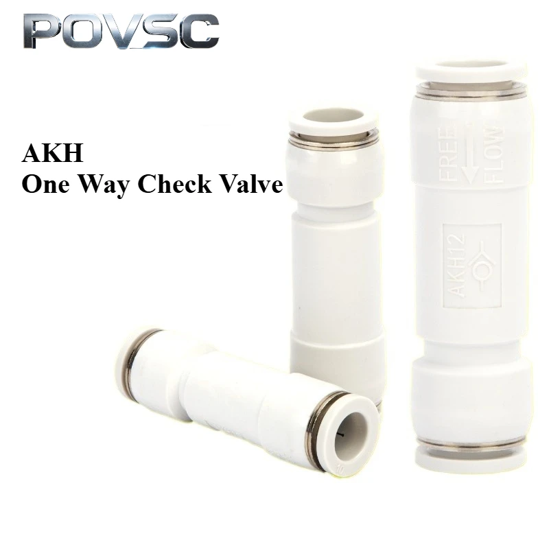 Pneumatic Quick Connect One Way Check Valve Straight Air Pipe Non Return Valve AKH4 AKH6 AKH8 AKH10 Air Flow Reverse Stop Valve