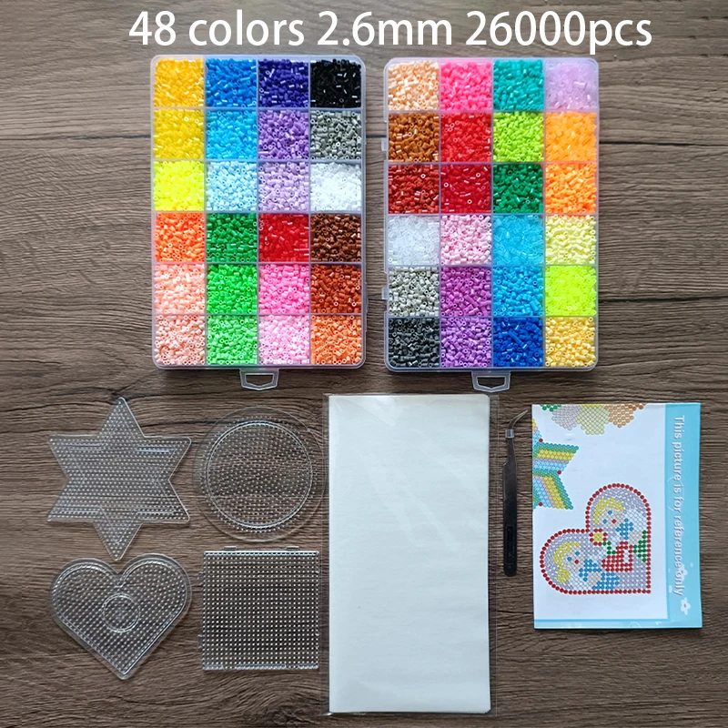 Sicherungsperlen-Set, 24/48 Farben, 2,6 mm, 3D-Pixel-Puzzle, Eisenperlen, handgefertigtes Kunsthandwerk, Dekor, DIY-Puzzle, hochwertige Schmelzperlen – Detail 2