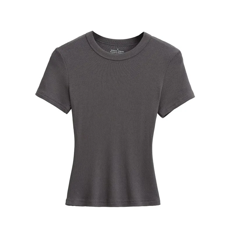 Rundhals Hochelastische Sommer-Cropped-Tops Damen Kurzarm-Oberteile Sexy Pullover Unterziehblusen Schlanke T-Shirts – Detail 9