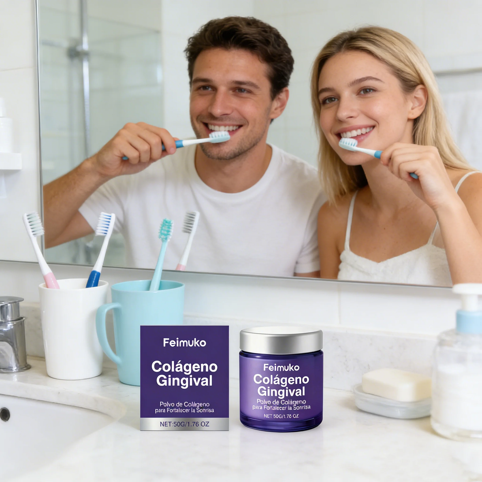 Collagen Teeth Cleaning Powder Mint Fresh Breath Repair Gum Enamel Sensitive Gentle Mouth Nursing Natural Teeth Whitening Powder view 5