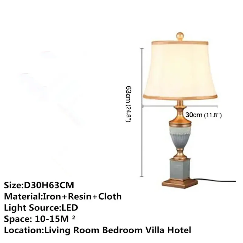 Hongcui American Retro Table Lamp French Luxury Living Room Study Villa Hotel Bedroom LED Bedside Desk Light