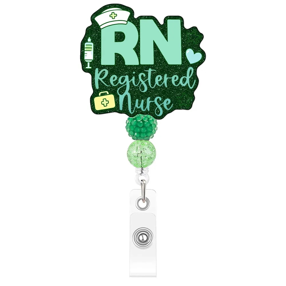 Delicate Beaded Craft Nurse Badge Reel Retractable Structure Lightweight Fun Pull Reel Accessory Steady Hold Practical