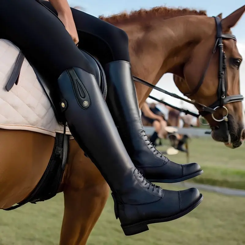 Non-Slip Equestrian Boots Leather Equestrian Supplies Long Boots Riding Equipment Ultra Footwear Resistant Horse Rider Shoe