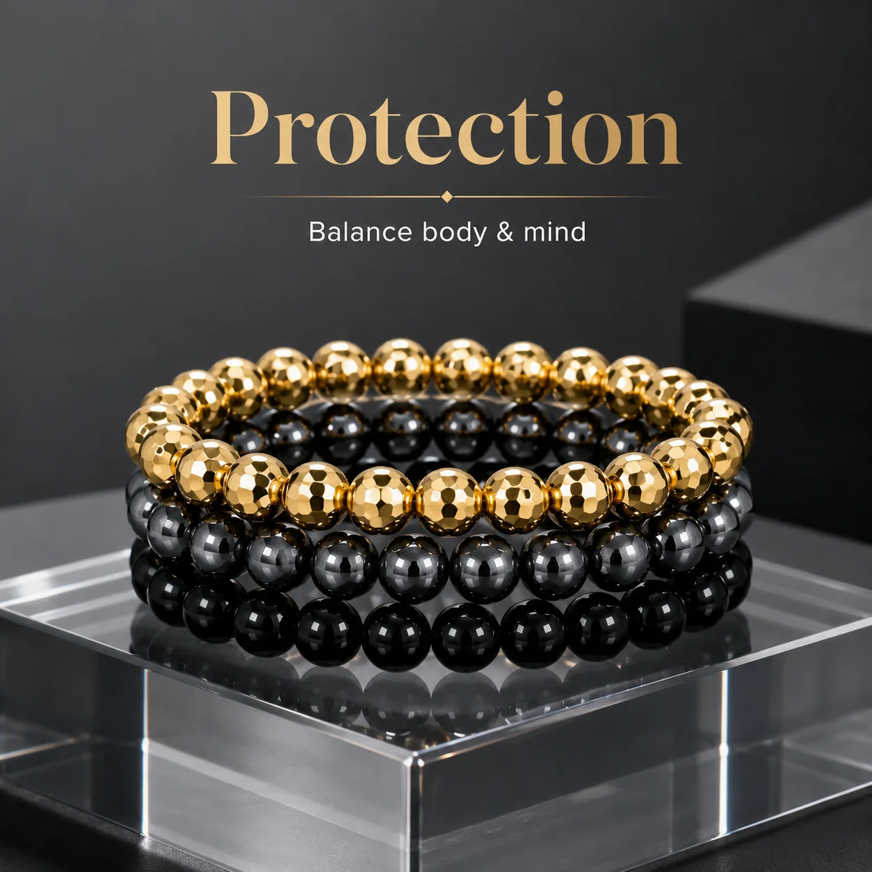 Natural Hematite Bead Bracelet Protection Energy Balance Healing Stone Bracelet Men Women Meditation Jewelry