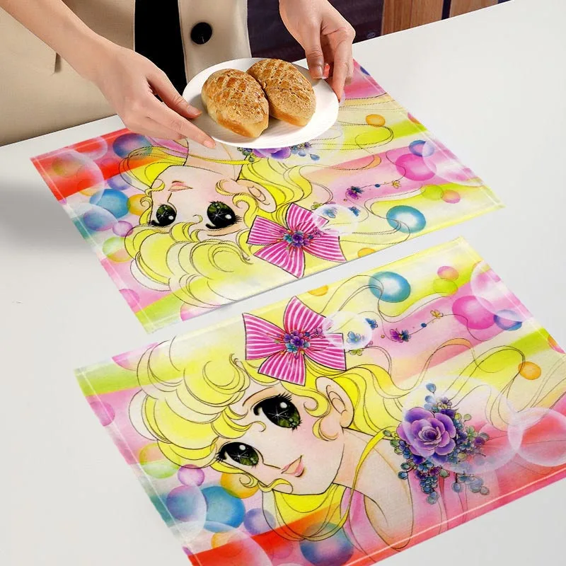 الحديثة سيدة جورجي الجدول حصيرة أنيمي المطبخ أدوات المائدة الكتان تحديد الموقع ل الجدول الحصير شرب كأس كوستر اكسسوارات المطبخ 7.10 #1