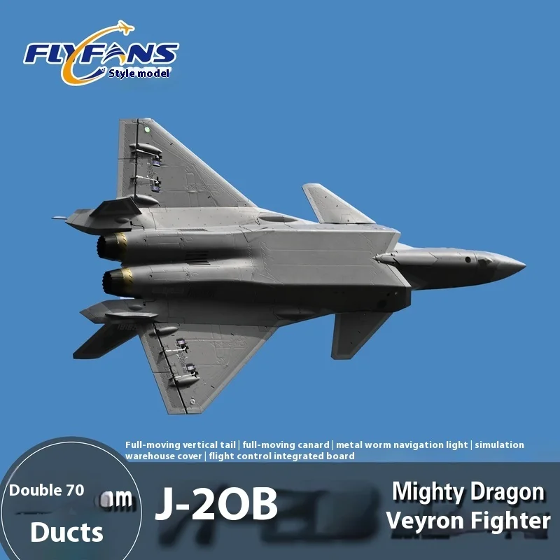 Flyfans محرك مزدوج 70 مللي متر J-20g طائرة مقاتلة Weilong تجميعها الثابتة الجناح طائرة نموذجية مروحة حريق طائرة مزودة بجهاز للتحكم عن بُعد Chengdu J20 #3