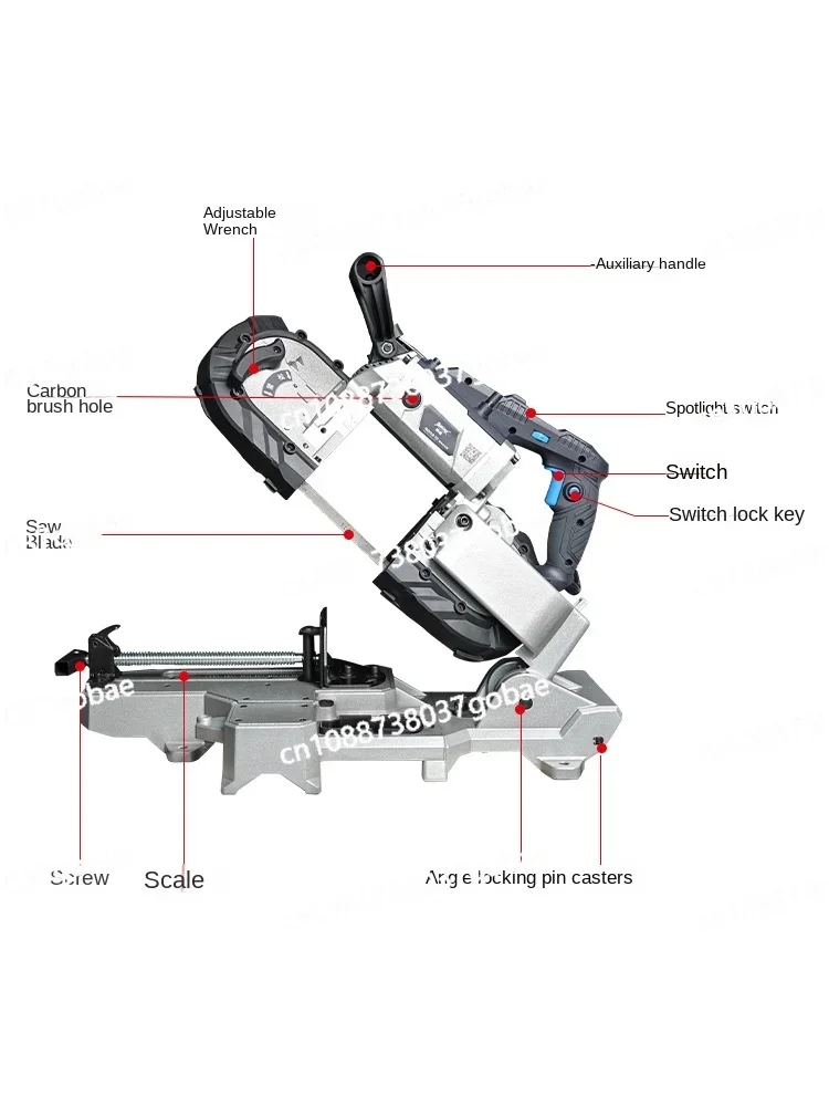 Wyj Multi-Function Band Saw Machine Hand-Held Metal Cutting Machine Tool Small Horizontal Sawing Machine