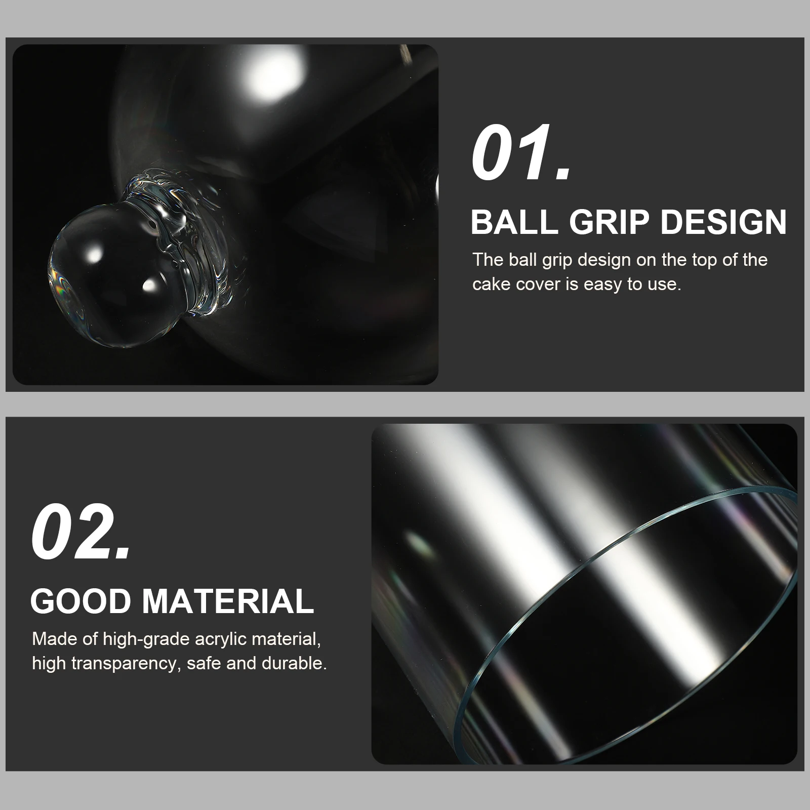 

1Pcs Transparent Acrylic Cake Dome Food Dust Cover Clear Dessert Display Lid Kitchen Protector Household Accessories