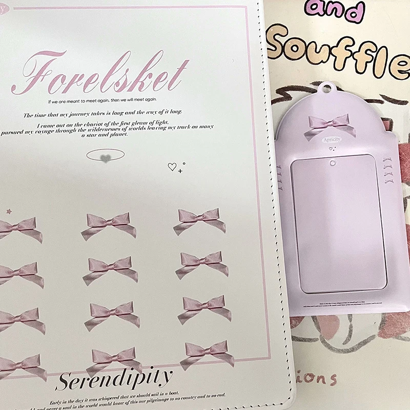 Porta carte in stile dolce balletto 3 pollici Idol Photcards maniche protettive Kawaii Bow Cards Cover