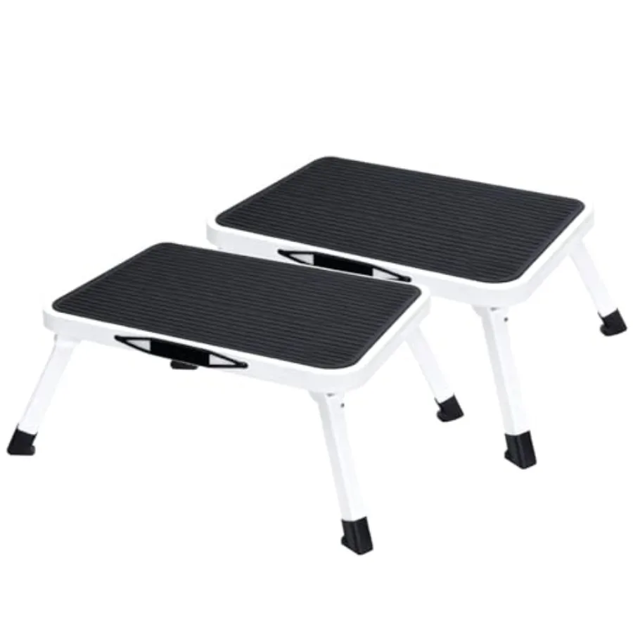 

Складная стремянка (2 шт.) с нескользящей платформой и резиновыми ножками, 1-ступенчатая лестница с ручкой для переноски, грузоподъемность 150 кг, прочная металлическая конструкция