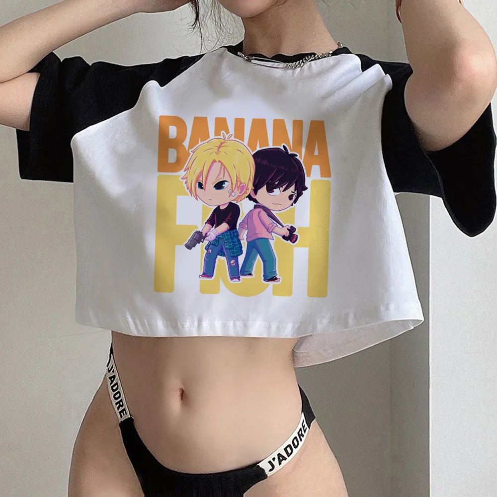 Banana Fish 90s cyber y2k korean fashion crop top girl cyber y2k cute fairycore fairy grunge  t-shirts crop top