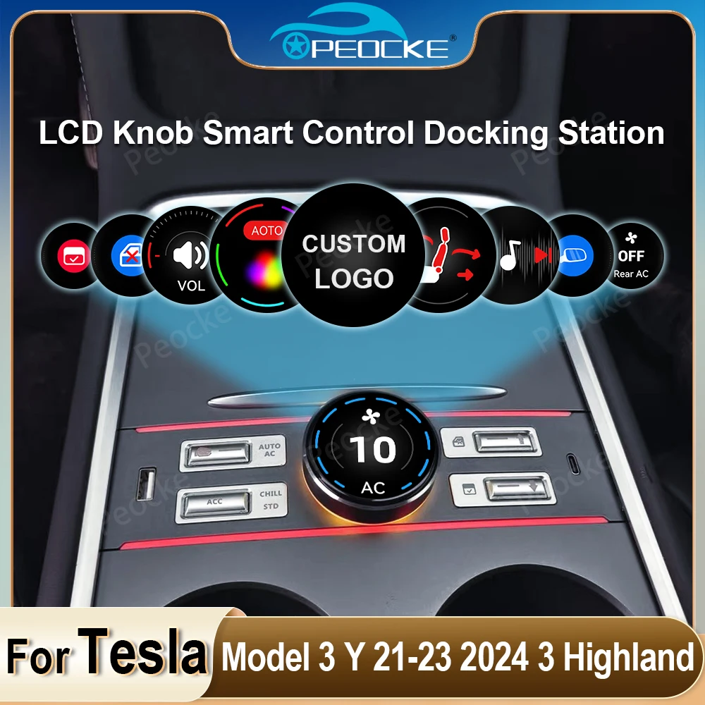 Nuovo LCD Intelligent Physical Button manopola AC Control controllo del sedile del passeggero caricatore rapido USB Type-C per Tesla Model Y 3