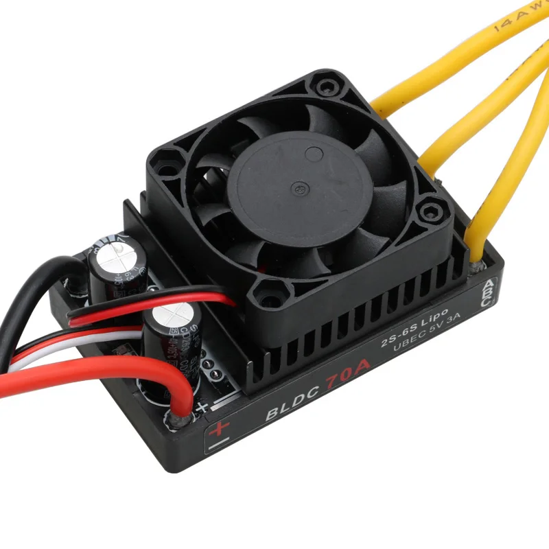 1 peça 2s-6s lipo 70a esc sem escova de corrente grande com ubec 5v 3a para modelo de motor bidirecional controlador de velocidade reversa dianteira