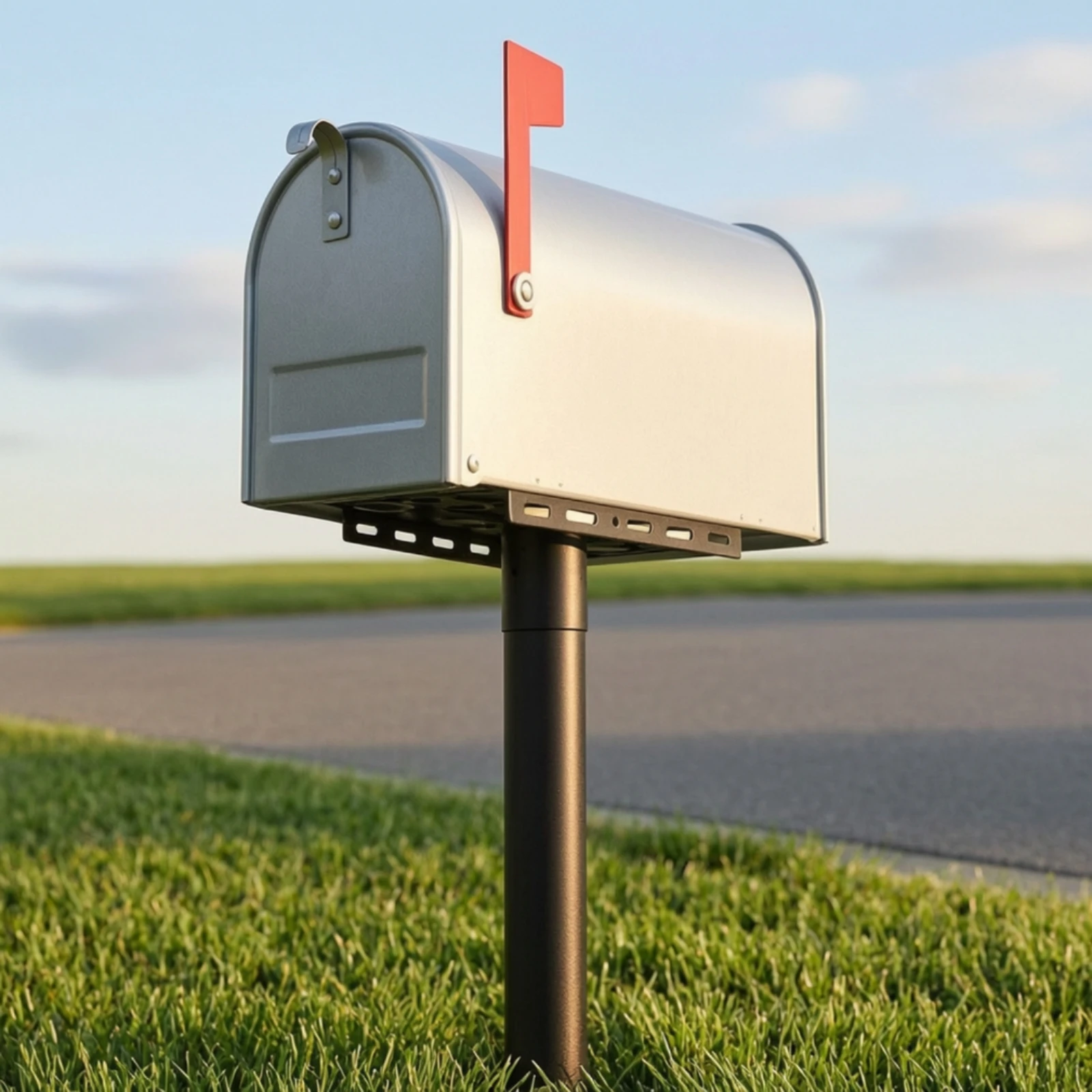 Mailbox Mounting Bracket Heavy Duty Steel Mailbox Bracket with Post Sleeve Hardware Outdoor Black-Coated