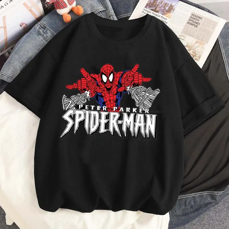 Spiderman Graphic T Shirt Cartoon Marvel Printed Tshirt Daily Casual Women O-Neck Versatile T-shirt Unisex Streetwear Tees Tops