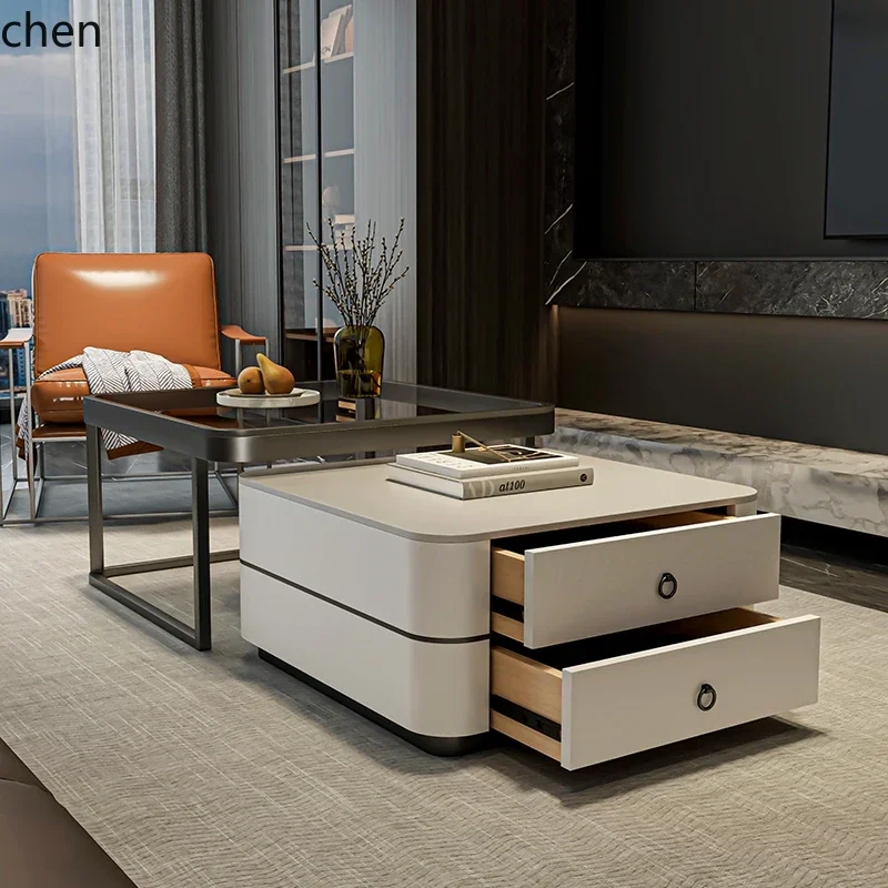 Y16- coffee table light luxury modern high-end living room home simple black and white tea table small apartment