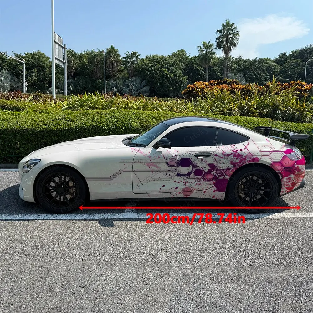 2pcs Future Ink-Splatter Hexagon, Durable, Fade-resistant, Enhance Vehicle Aesthetics With Bold Artistic Design Car Vinyl Wraps