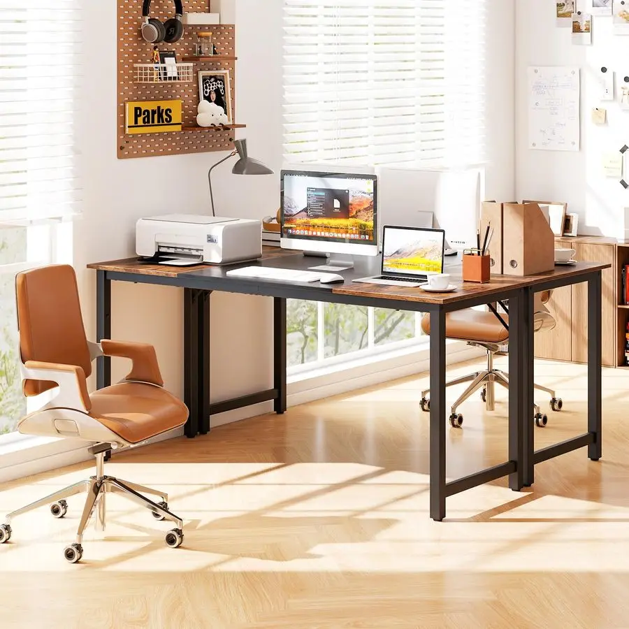 63 Inch Large Home Office Computer Desk, Study Writing Desk with Heavy Duty Metal Frame, Spacious Conference Desk, Industrial Co