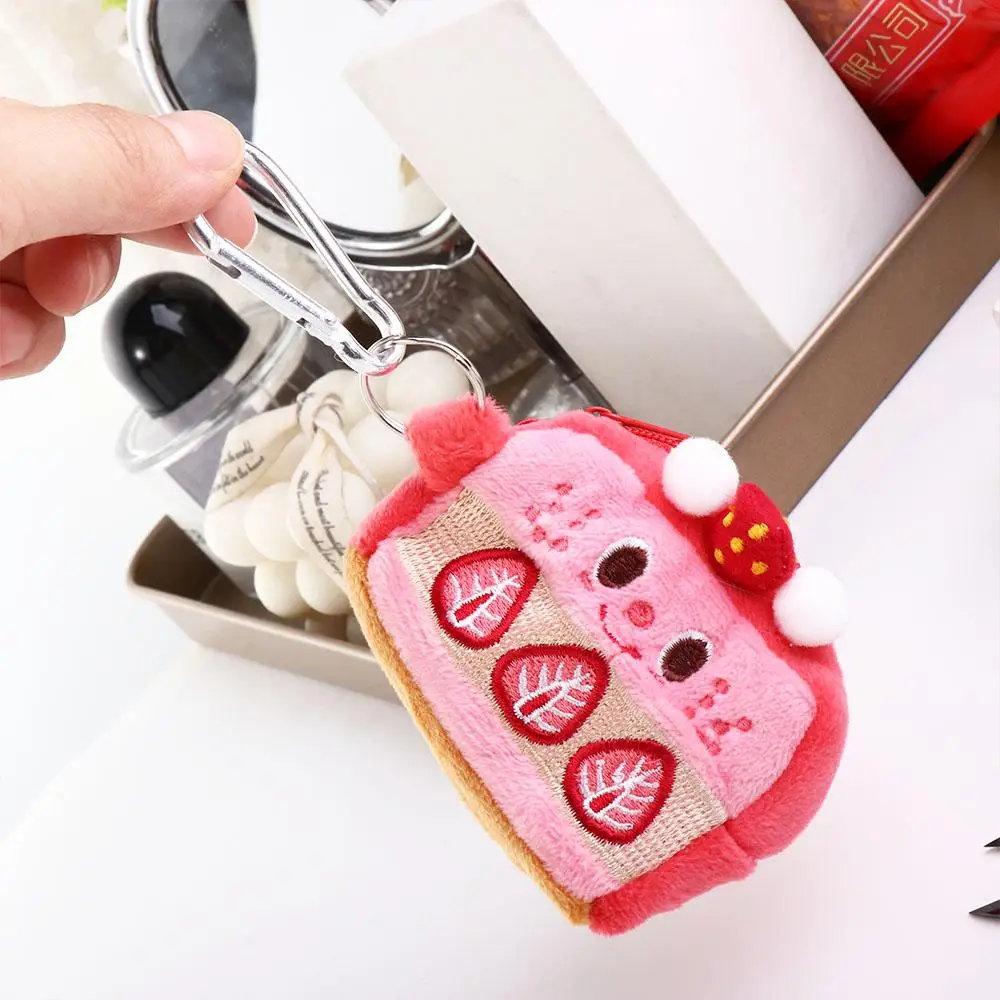 Multifunctional Embroidery Key Chains Strawberry Cake Zipper Purse Wallets Korean Money Bag Mini Coin Purse Bus Card Holder