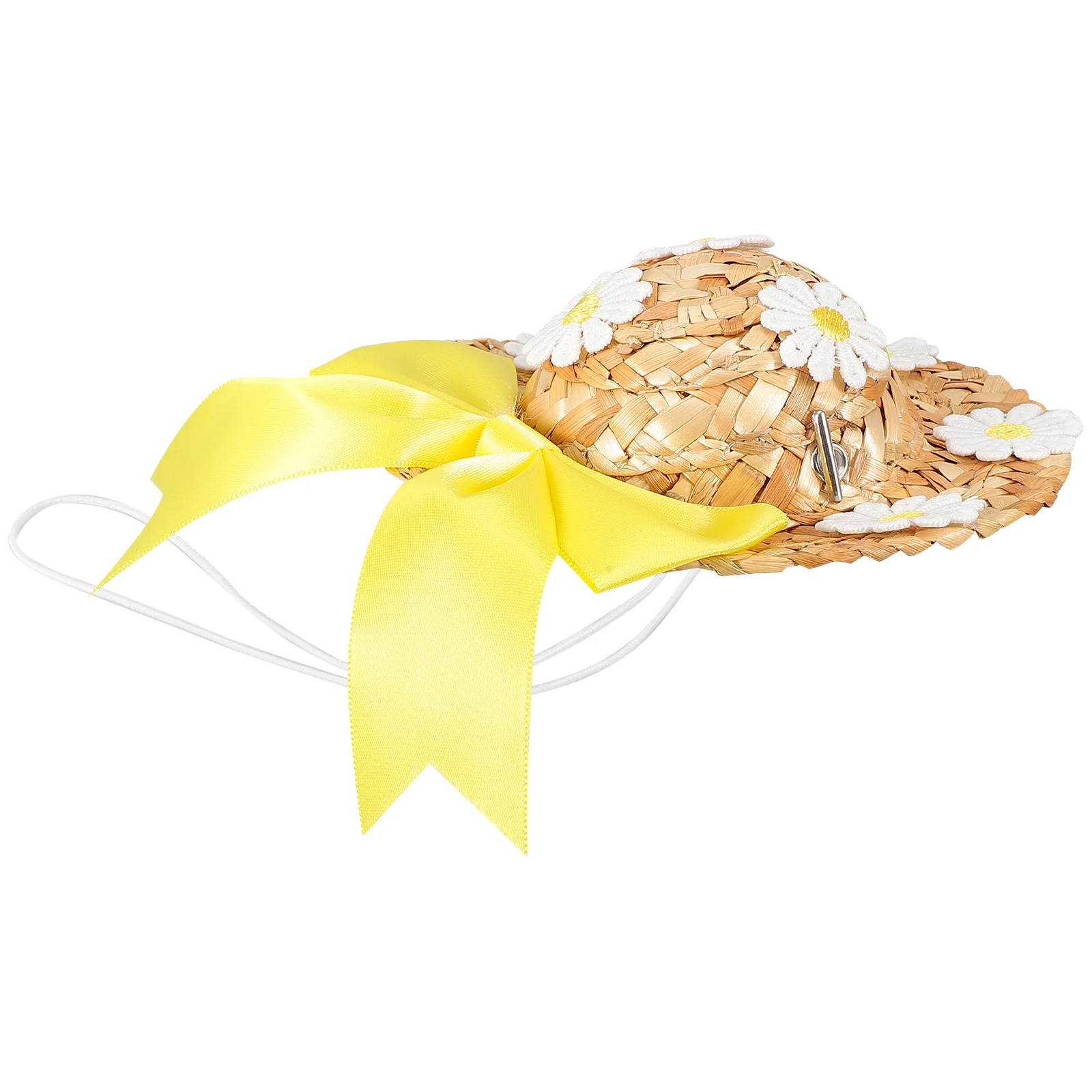 

Sun Summer Pet Straw for Dogs Lightweight Safe Yellow Small Mother Dog Hat Summer Straw Hat For Dog Pet Floral