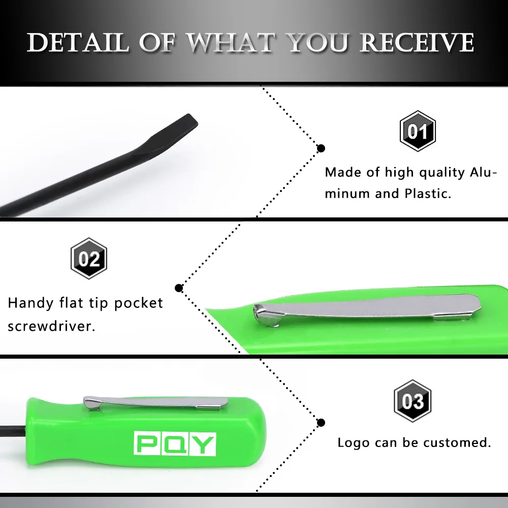 Mini Pocket Clips Screwdriver Strong Magnetic Slotted + Pocket Pry Bar Short Angled Operating Handy Tool 4-Sided Grip