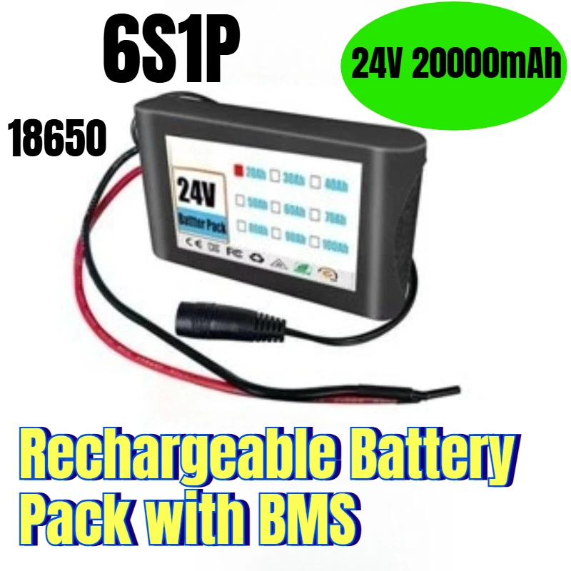 

18650 6S1P 24V 20000mAh Rechargeable Battery Pack with BMS