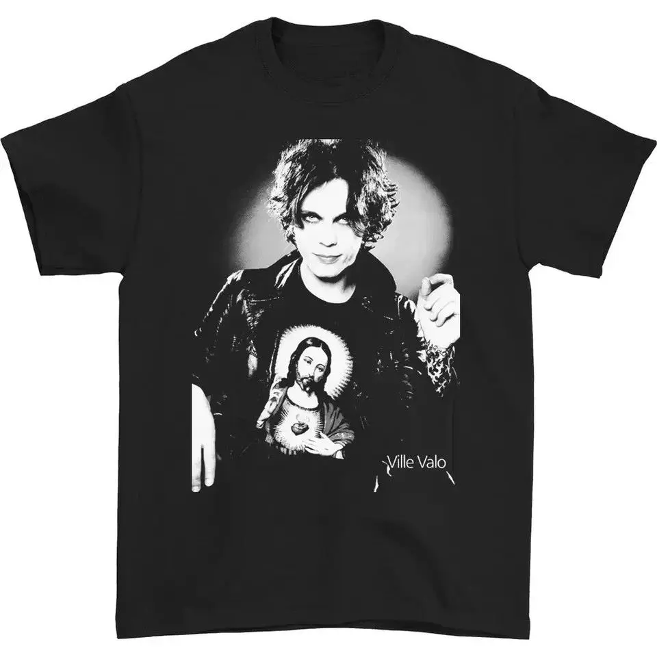 Y2k Rock T Shirts Vintage Hip Pop Top Ville Valo Black Short-sleeved T-shirt Print Cotton T-shirt Casual Loose Streetwear Unisex