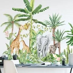 Jungle Animals Bedroom Decoration Wall Stickers for Children Kids Rooms Boys Room Large Safari Elephant Giraffe Zebra Wallpaper