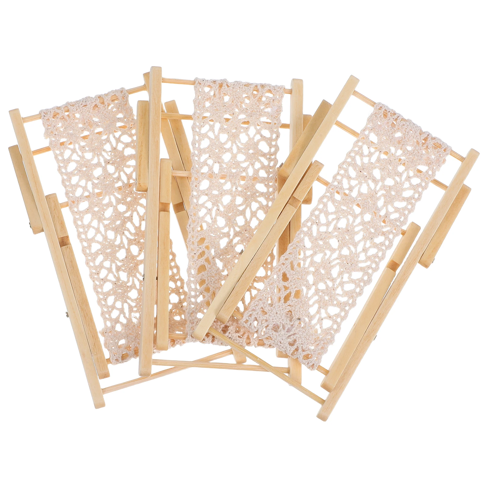 

3Pcs Mini Wood Beach Chair Miniature Tiny Sunbath Chair for DIY Micro Landscape Fairy Garden Patio Crafting Accessories