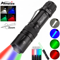 Alonefire X33 4 in 1 WRGB Multicolor flashlight 300 Lumen Zoomable One Mode White Red Green Blue Light Hunting Flashlight