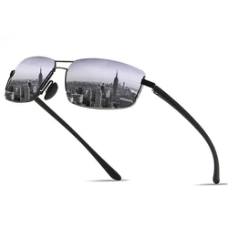 Brand Designer Rectangle Men Polarized Sunglasses Luxury Rimless Male Sun Glasses Ultra Light TR90 Driving Eyeglass