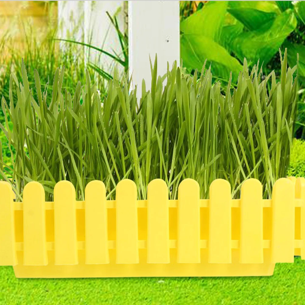 

2Pcs Plastic Flowerpot Fence Planter Box Rectangular Durable Outdoor Bonsai Pot for Succulents Vegetable Garden