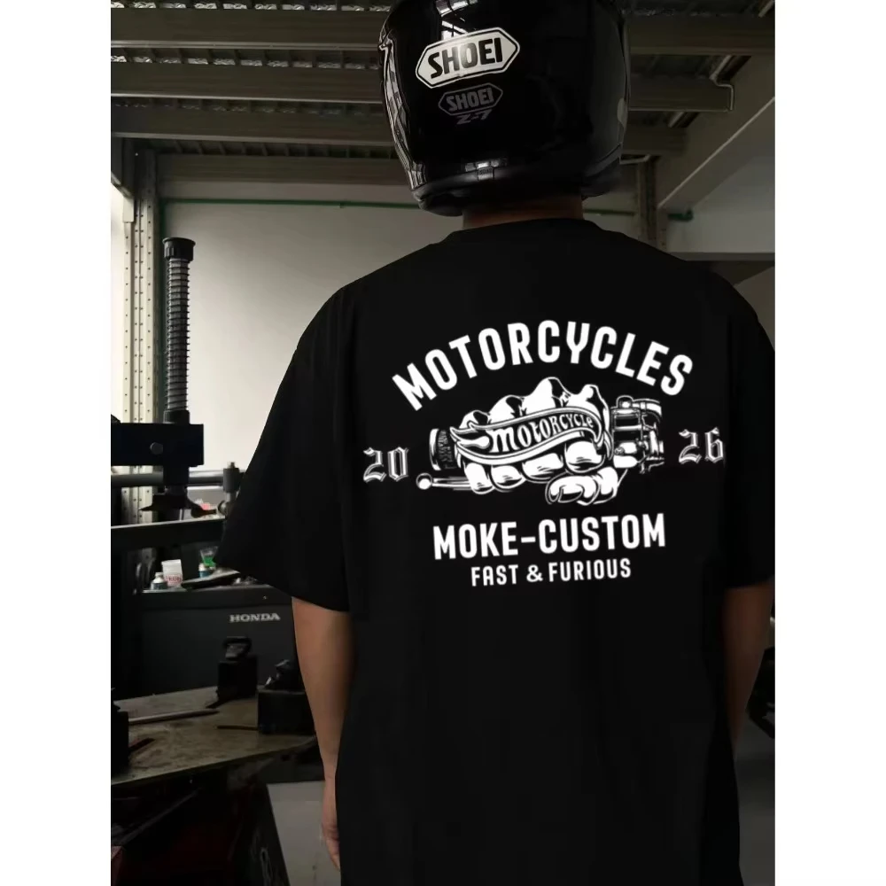 2026 New Vintage American Biker Men Women Short Sleeve T Shirt, Motorcycles Graphic Crew Neck Casual Tops