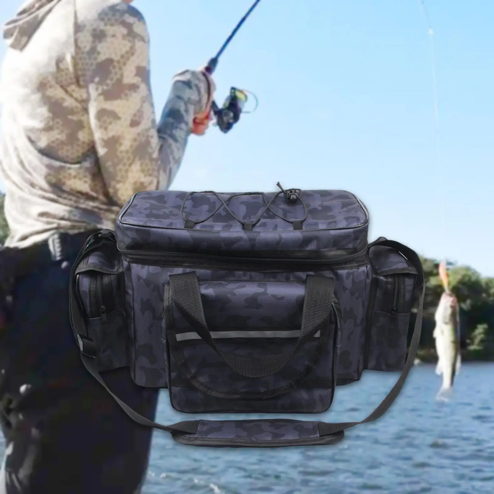 

Fishing Tackle Bag Shoulder Bag Fishing Equipment for Cycling Camping Hiking