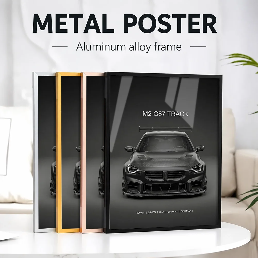 Facing Germany M2 G87 Track Black Car Metal Poster With Aluminum Alloy Frame Personalized Photo Modern Style Wall Art For Study