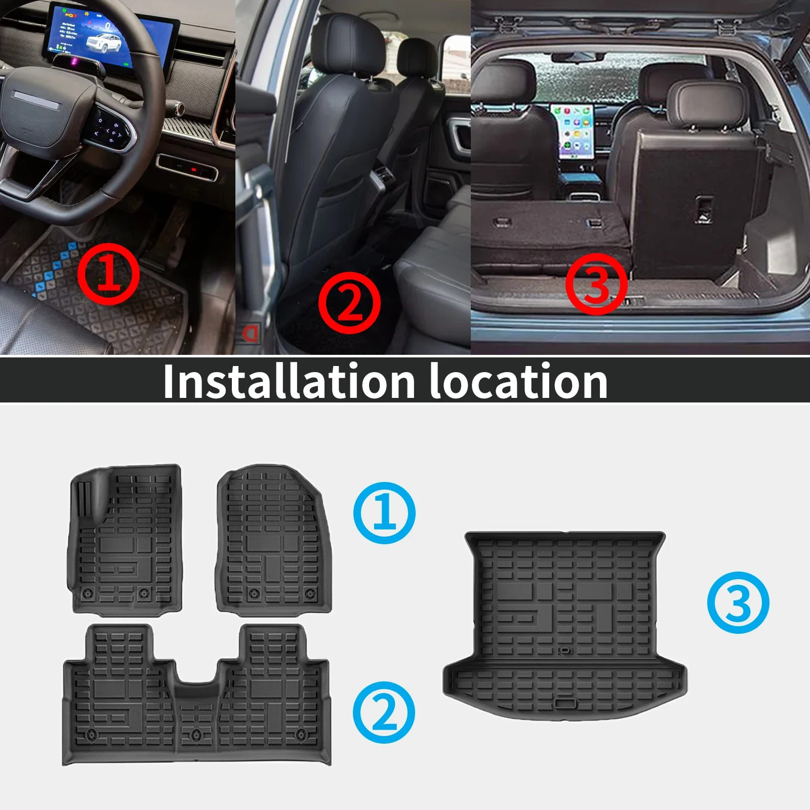 for Jetour X70 Plus VT9 2021-2024 2025 LHD RHD 5 / 7 Seats Custom Eco-Friendly All-Weather Waterproof TPE Floor & Trunk Mats