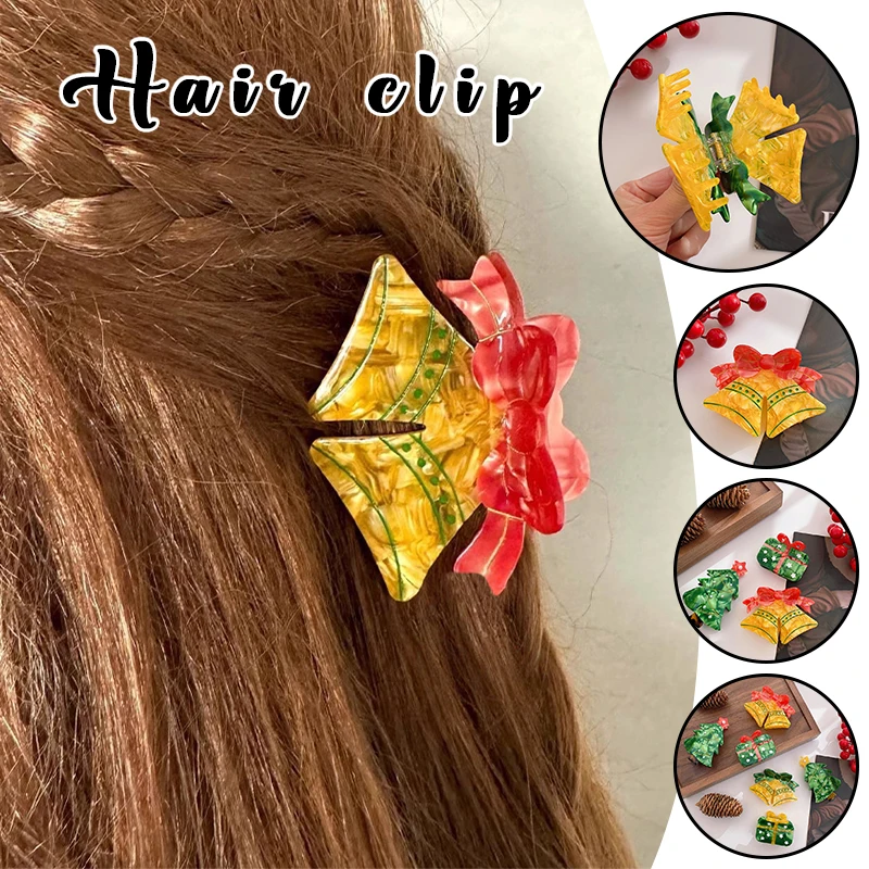 

Заколка для волос в виде рождественской елки, когти для волос, женские милые когти для волос, заколка для волос для девочек, рождественские украшения, аксессуары для волос