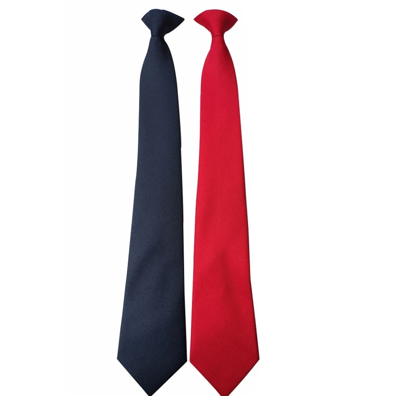 Men Women Simple Clip on Tie Uniform Plain Solid Color Pre-Tied Party Necktie