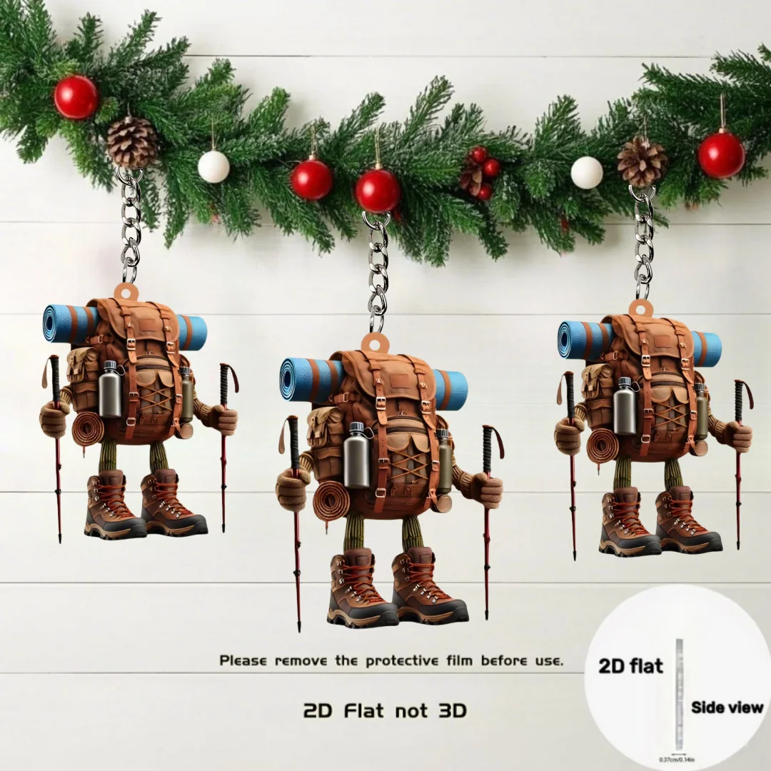 المشي لمسافات طويلة على ظهره قلادة المفاتيح، الرياضة في الهواء الطلق موضوع 2D شقة الاكريليك زخرفة سحر، شنقا الديكور للسيارة، حقيبة، احتفالية، هدية #4