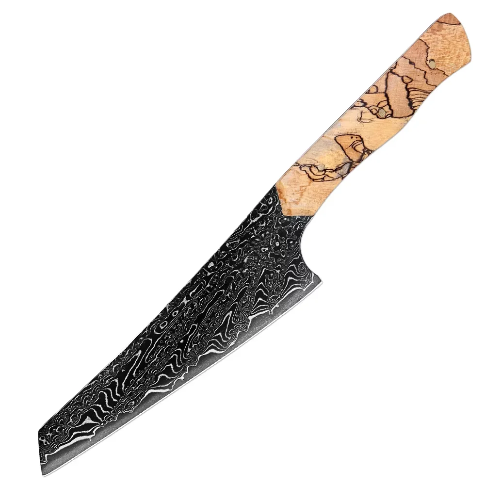 

Damascus Steel Small Chef's Knife 5.5 inch ,Sharp Japanese Utility Knife, Full Tang Peeling Knife Black Blade Woven Wood Handle