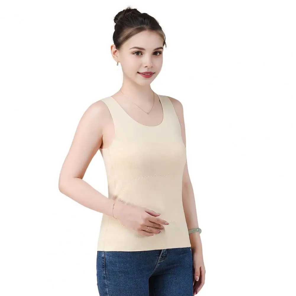 Heat-retaining Vest Round-neck Vest Women's Seamless Thermal Vest with Double-sided Plush for Fast Temperature Lock Round Neck