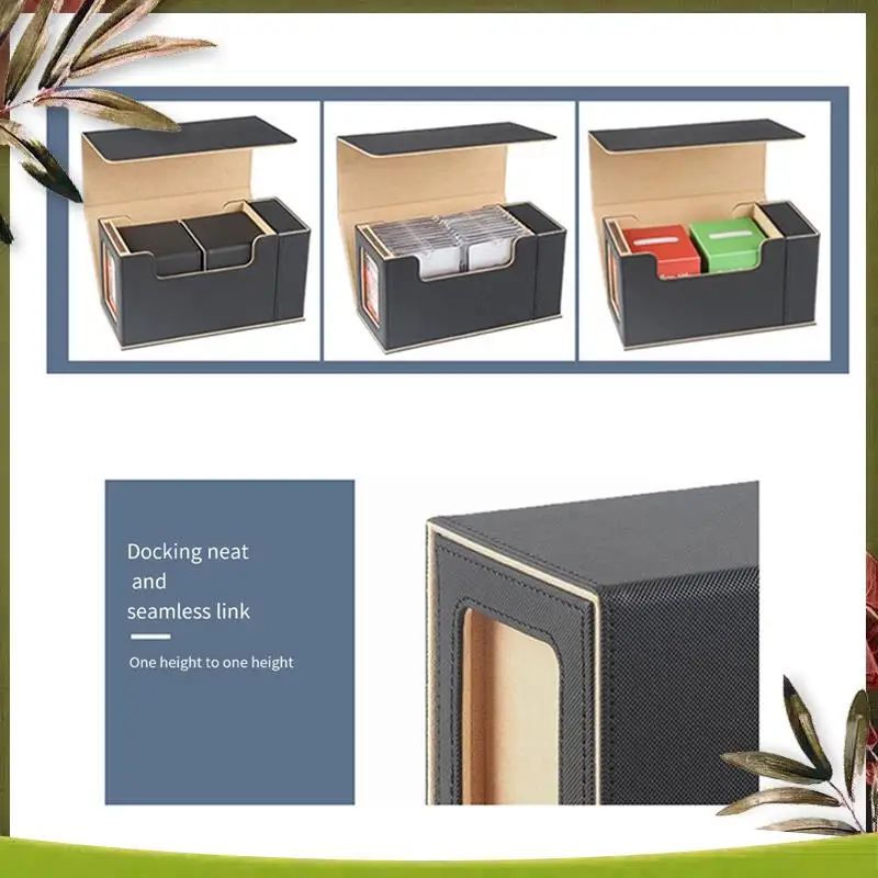 Card Deck Box With Display Window,Card Deck Case With Dice Tray Card Storage Box 35Pt Magnetic Card Holder Multi-Purpose