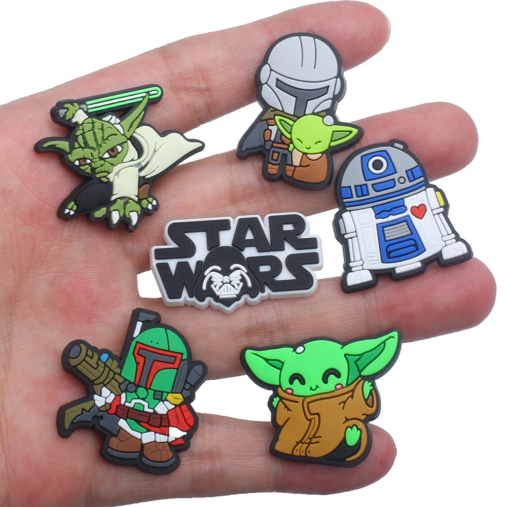 Single sale 1pcs Disney Baby Yoda Shoe Charms PVC Accessories DIY Shoe Decoration For Kids X-mas Gifts image 3
