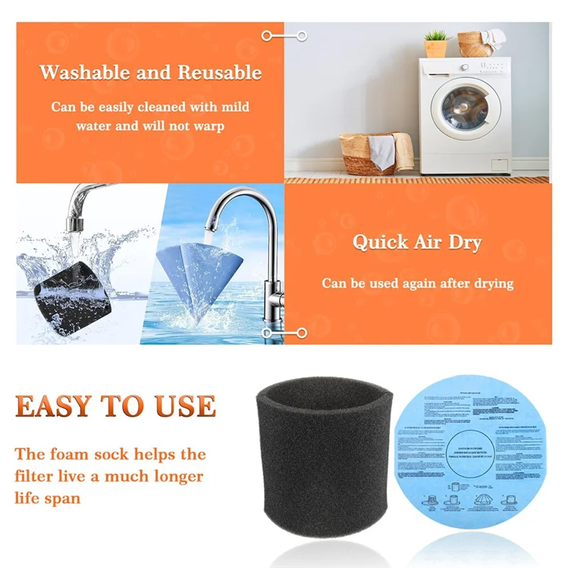 أربطة تثبيت BAAN لمرشحات القرص الورقية الجافة 90107 لمتجر Vac استبدال الأكمام الرغوية 5 جالون وما فوق