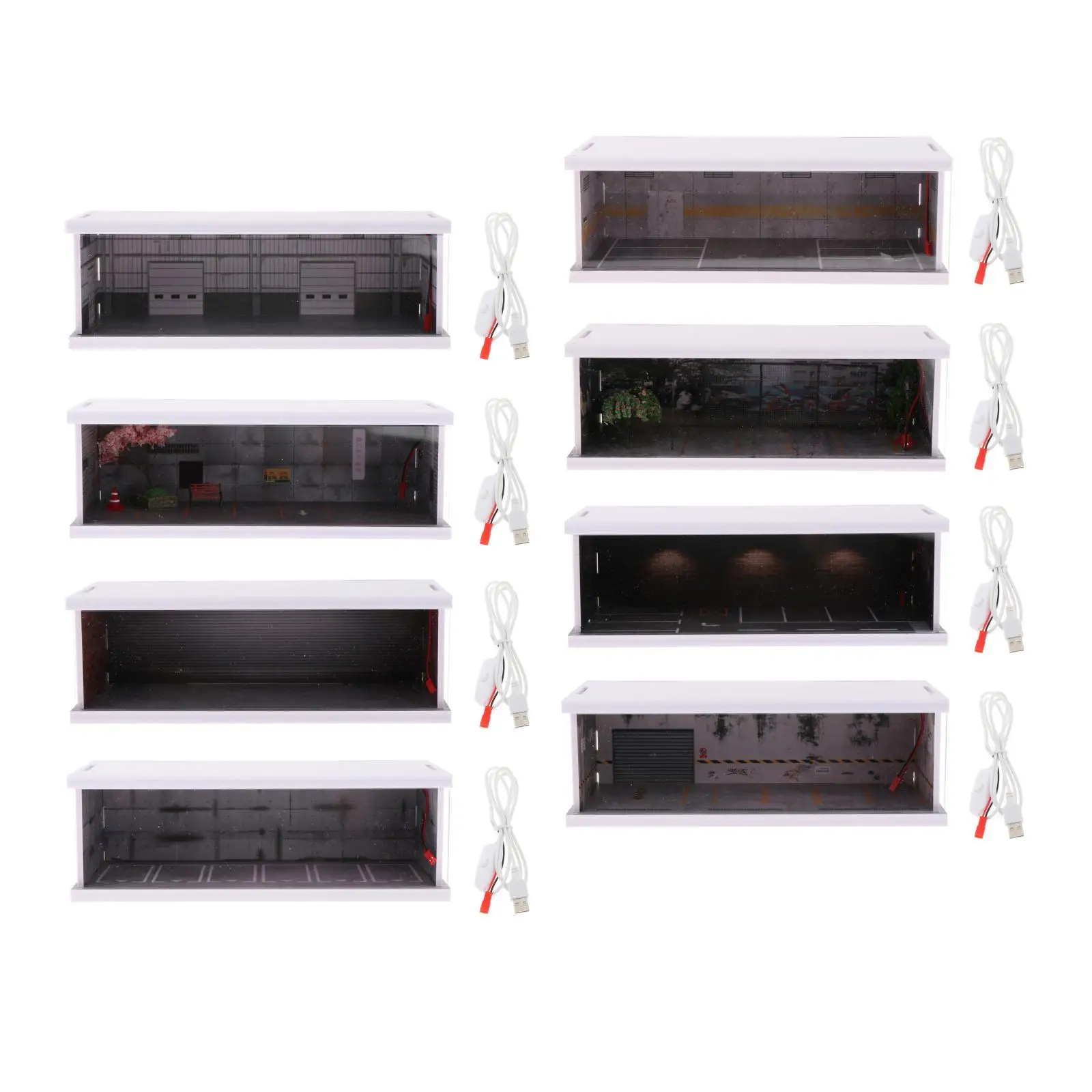 

1:64 Parking Lot with LED Lights Backdrop Collectibles Vehicle Scene Toy for