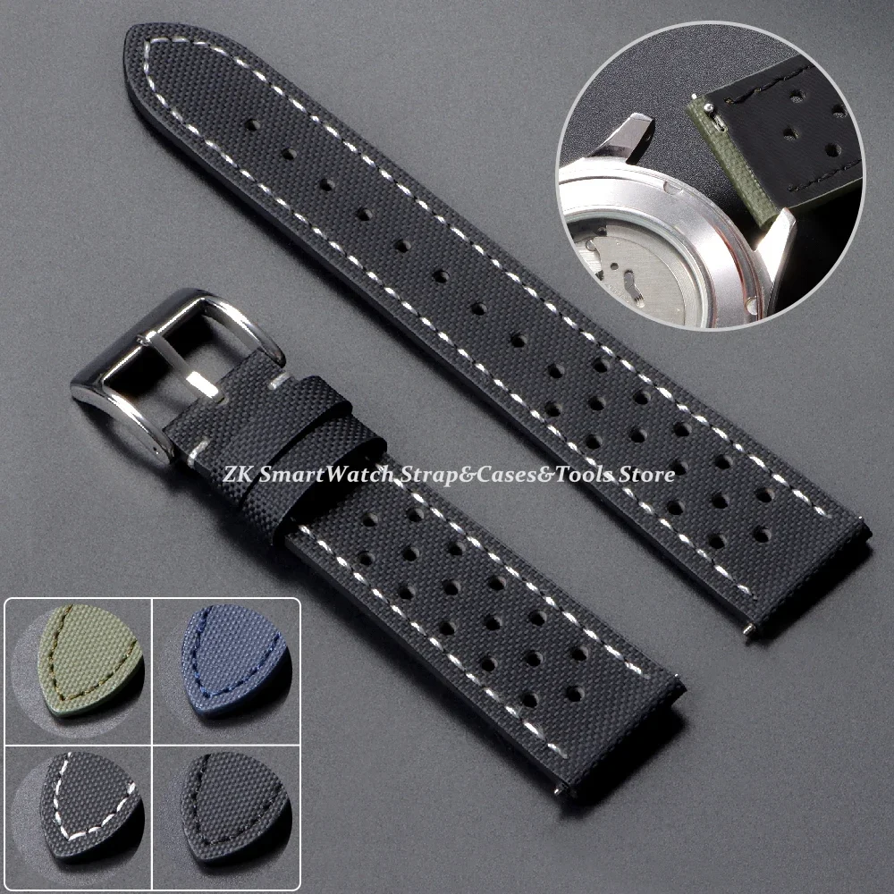 Premium Quality Nylon Sailcloth Watch Strap 18mm 20mm 22mm Band Waterproof Fabric Bands Quick Release Wristband Belt Accessories