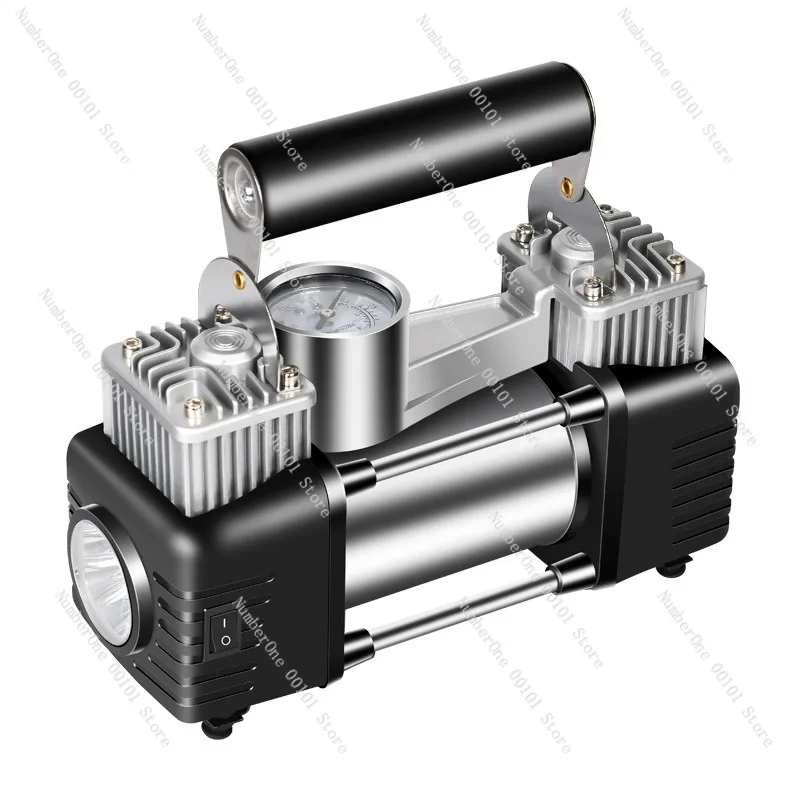 150W Vehicle-Mounted Air Pump, Double-Cylinder Tire Inflator for High-Pressure Car and Sedan Tires with Auto Shut-Off