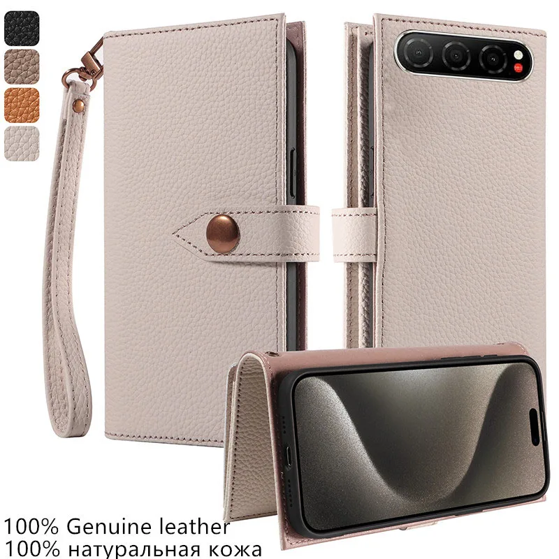 

Premium 100% Genuine leather card slot wallet Cover For ZTE nubia Air Z2468N 6.78" Magnetic button Fall prevention phone Case
