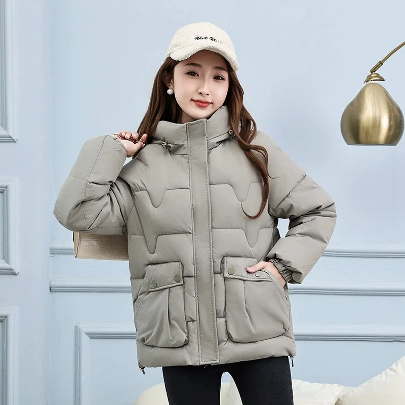 

Новинка 2026, женские парки, зимнее пальто с капюшоном, утепленная пуховая хлопковая куртка, свободная парка, хлопковая стеганая куртка, верхняя одежда, женские топы